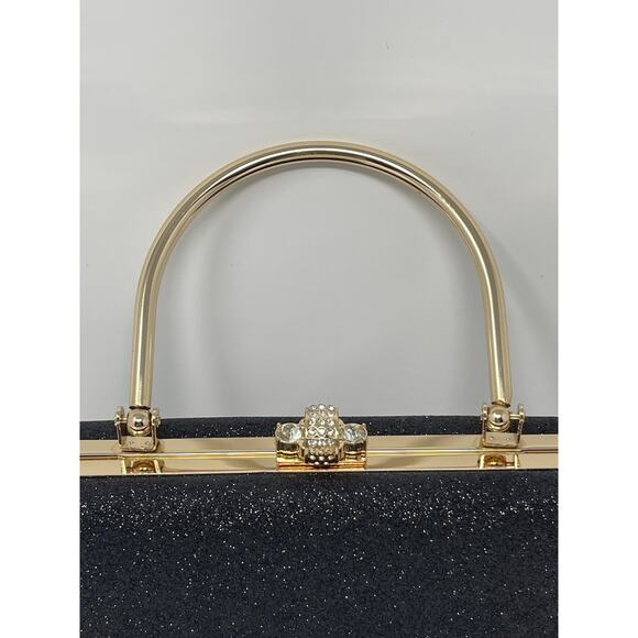 Alessia Purse Black Shimmery Gold Accents Handel New - Picture 4 of 13